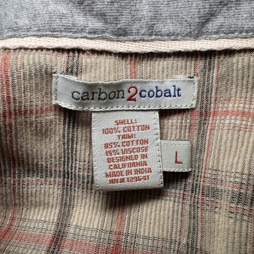 Carbon 2 Cobalt Full Zip Shirt Jacket Mens L Beige Corduroy Stripes Cotton Work - Picture 2 of 12